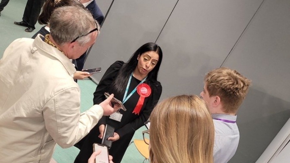 Councillor Shah at the local election count