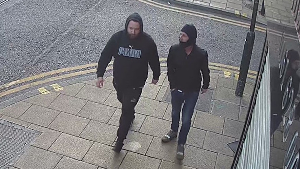 Police want to speak to the two men in the picture