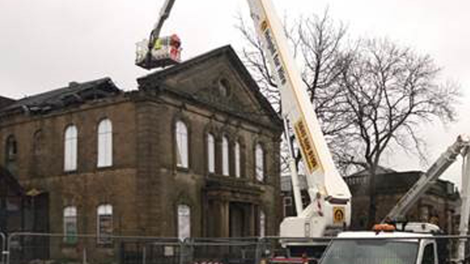 Demolition work taking place at the former church in Shaw