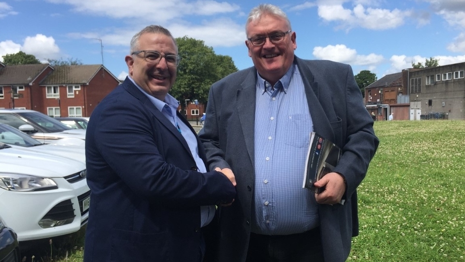 Councillor Howard Sykes and Health CCG boss Mike Barker discuss the plans for Shaw and Crompton’s new health centre off Westway in Shaw (former baths site)