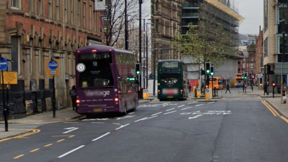 The man on roller skates collided with a bus on Princess Street The man on roller skates collided with a bus on Princess Street