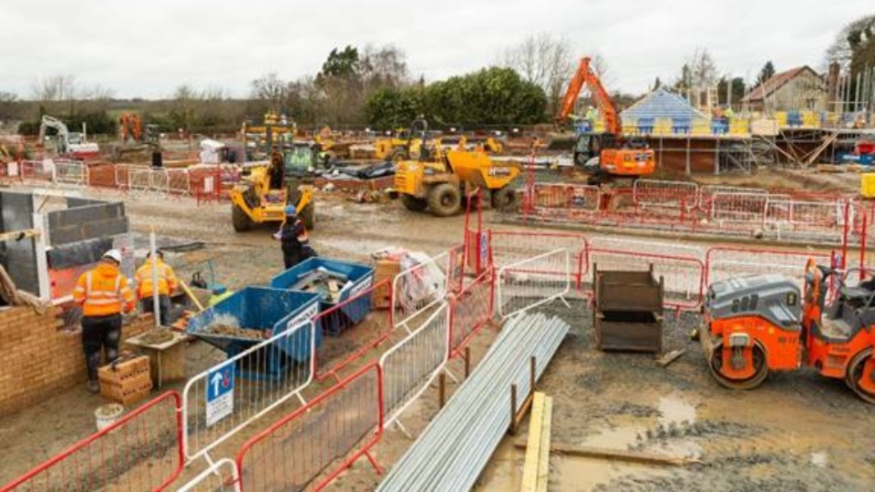 Works taking place on a busy construction site