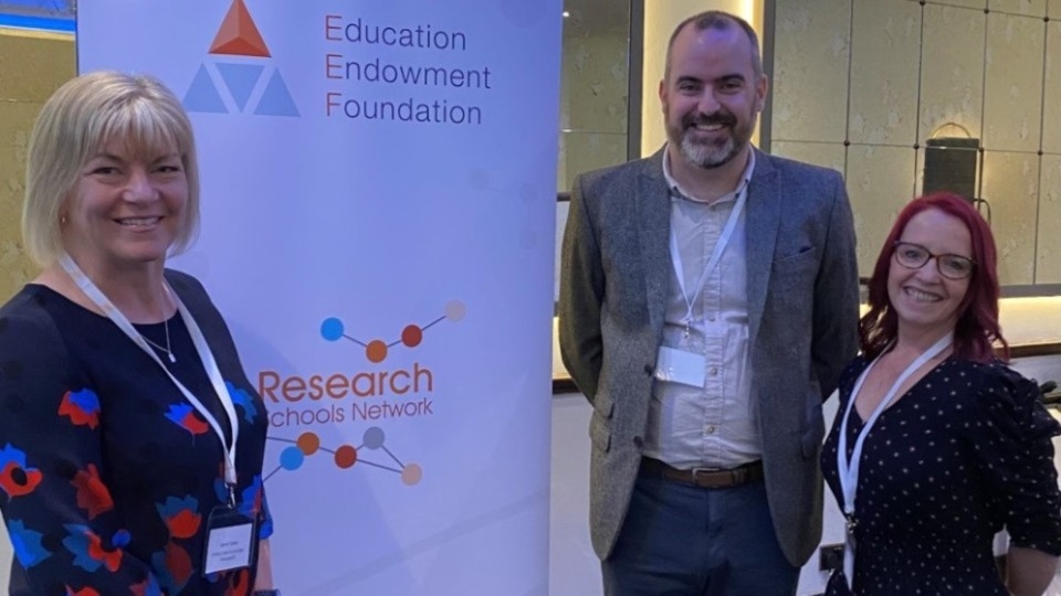 Jayne Clarke and Louise Astbury with Alex Quigley (EEF National Content and Engagement Manager) at the Research Schools Network Summer Conference