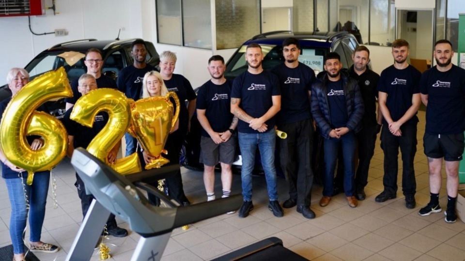 The Oldham Volkswagen team take a break during their 'Walk-a-Thon'