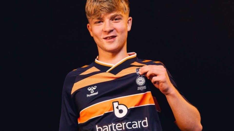 The new kit is now available to buy from this morning (Tuesday). Pictured is Harry Vaughan