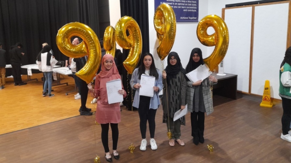 Big achievers: Waterhead Academy students Aliya Aimran, Samiyah Faheem, Laiba Javaid and Mariam Waseem