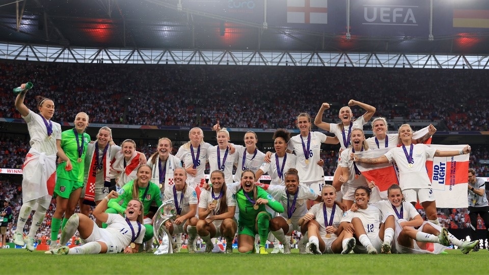 The England Lionesses celebrate their Euro 2022 final success at Wembley on Sunday