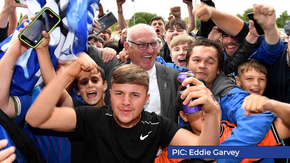 Frank Rothwell celebrates with fans