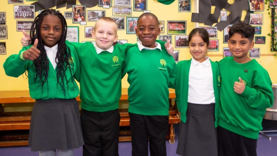 It's a big thumbs-up from happy pupils at Greenacres Primary Academy It's a big thumbs-up from happy pupils at Greenacres Primary Academy