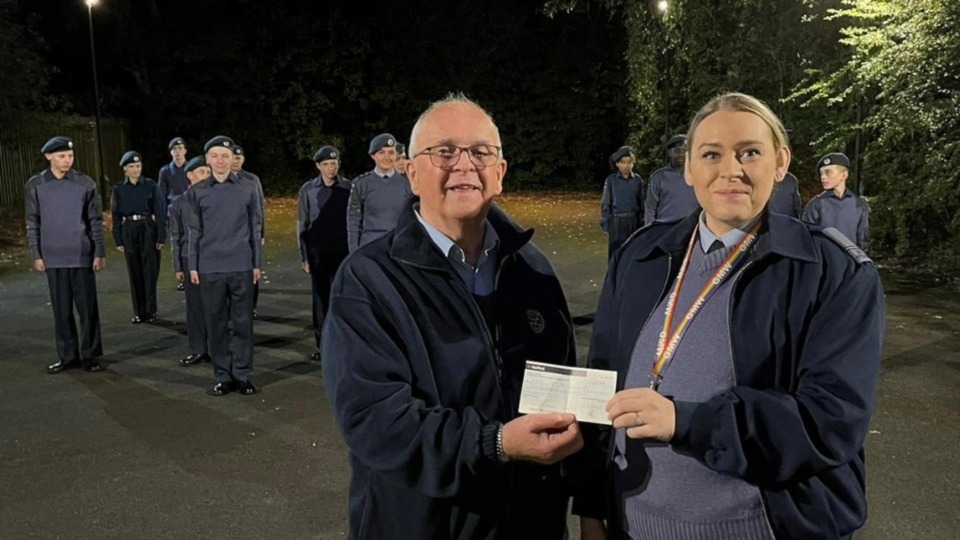 Frank Bolger (left with )Pilot Officer Lauren Sharp Frank Bolger (left with )Pilot Officer Lauren Sharp