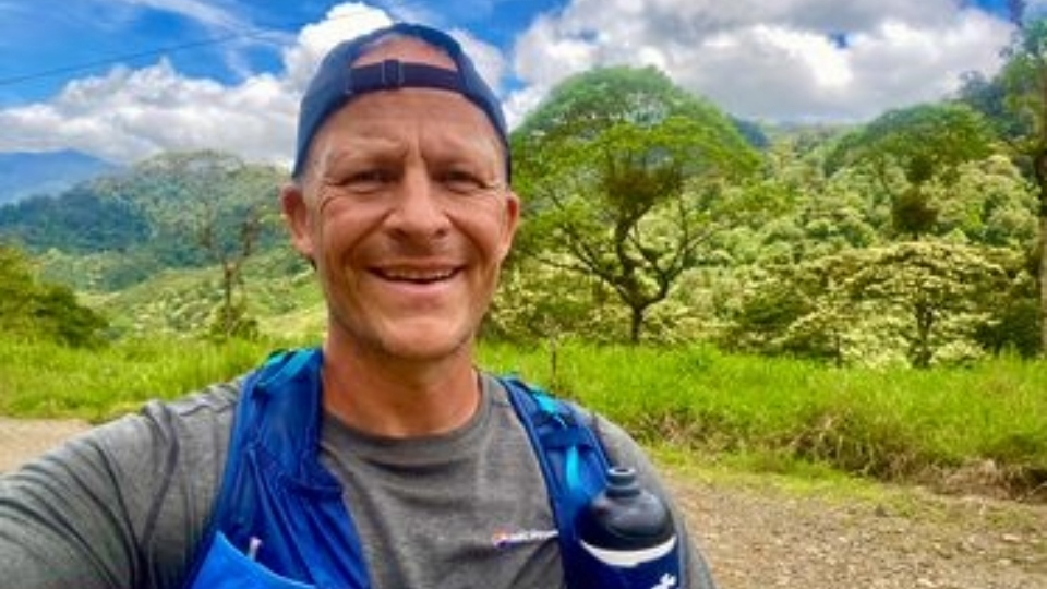 Heroic Steve Hill pictured during his 14 marathon challenge during the summer