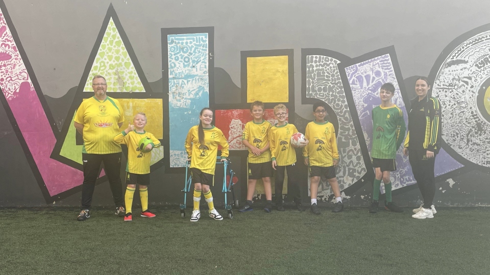 The Chadderton Park Pan Disability Football team pictured at their new training base at Mahdlo