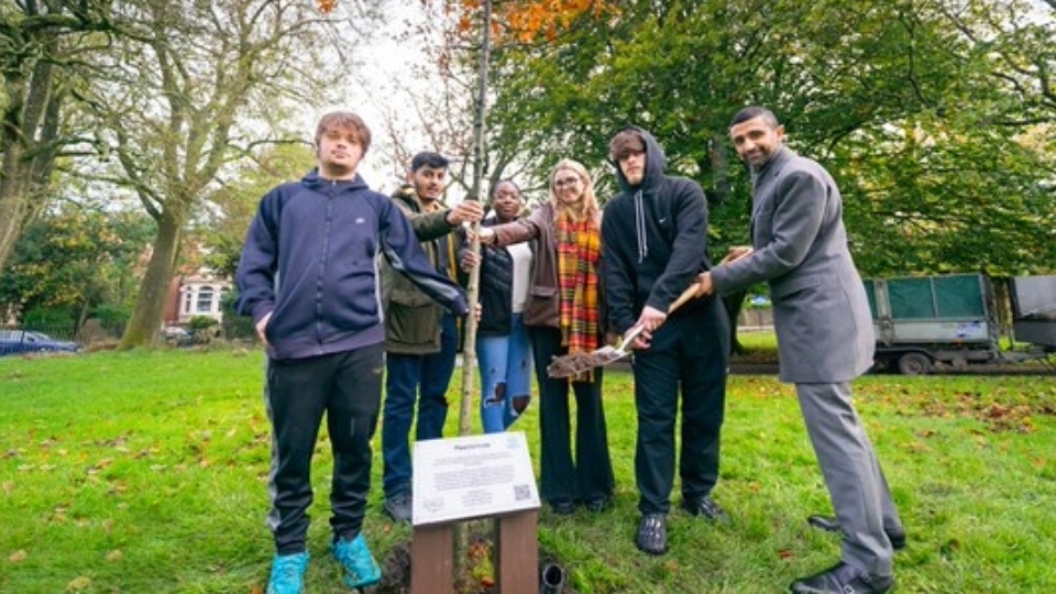 Care experienced young people gathered in Oldham's Alexandra Park for a ceremonial tree planting