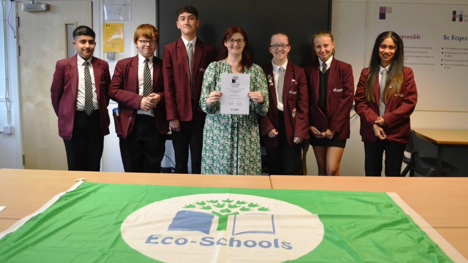 The Hathershaw College student eco committee have worked so hard to earn their Green Flag award