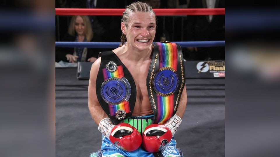 Jack Rafferty celebrates his Commonwealth Super Lightweight title victory. Images courtesy of Karen Priestley