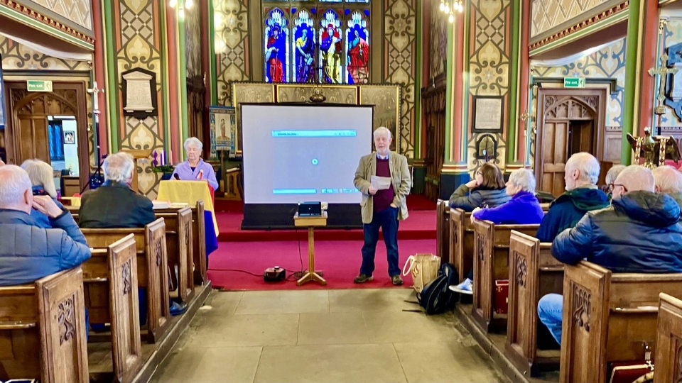 Dolores Long and Graham Briggs pictured speaking at Oldham Parish Church Dolores Long and Graham Briggs pictured speaking at Oldham Parish Church