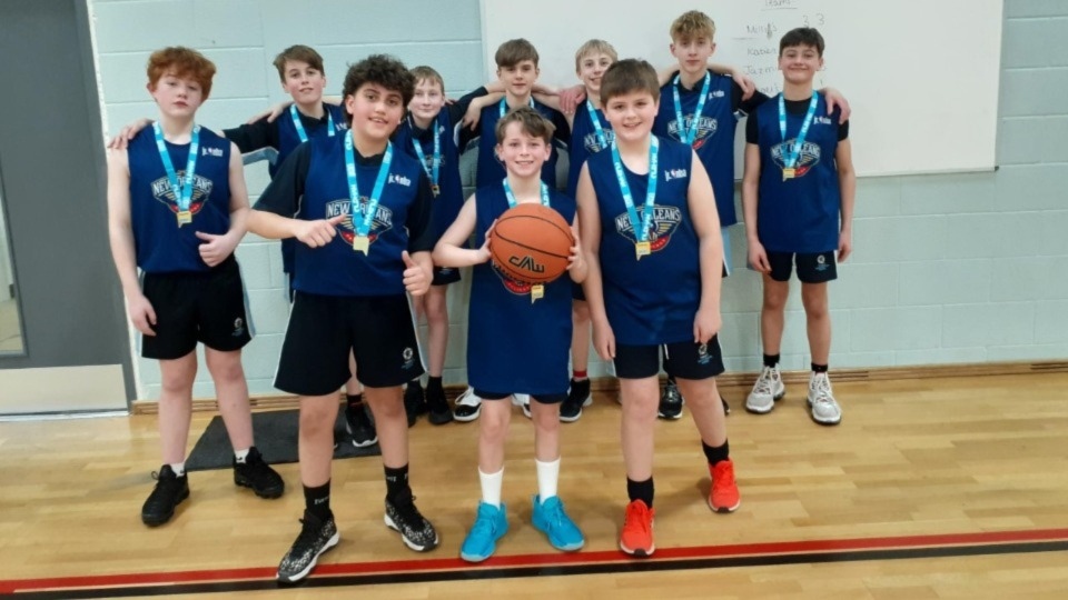 The champion Saddleworth School Year 8 basketball team