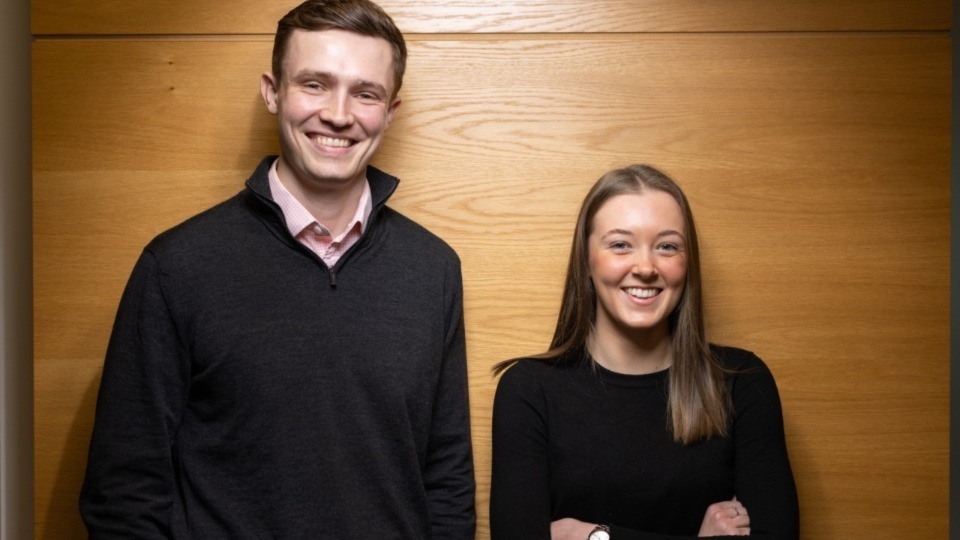 Faith Bardsley, from Saddleworth, is pictured with her Aon mentor, client manager Joseph Buckley