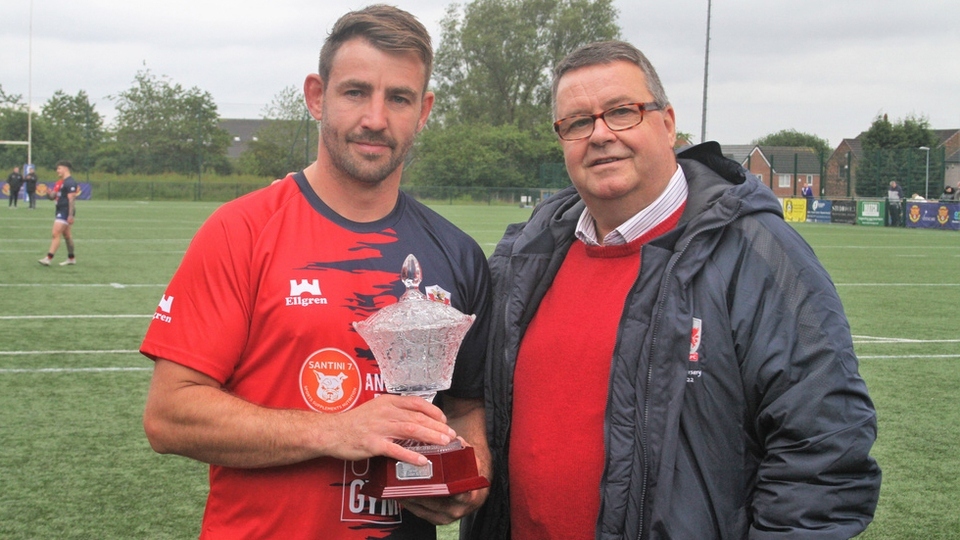 Martyn Ridyard is pictured with Roughyeds chairman Chris Hamilton. Image courtesy of ORLFC