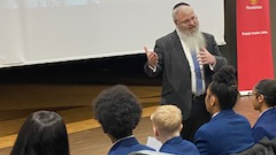 Rabbi Daniel Walker pictured during the Holocaust Memorial presentation