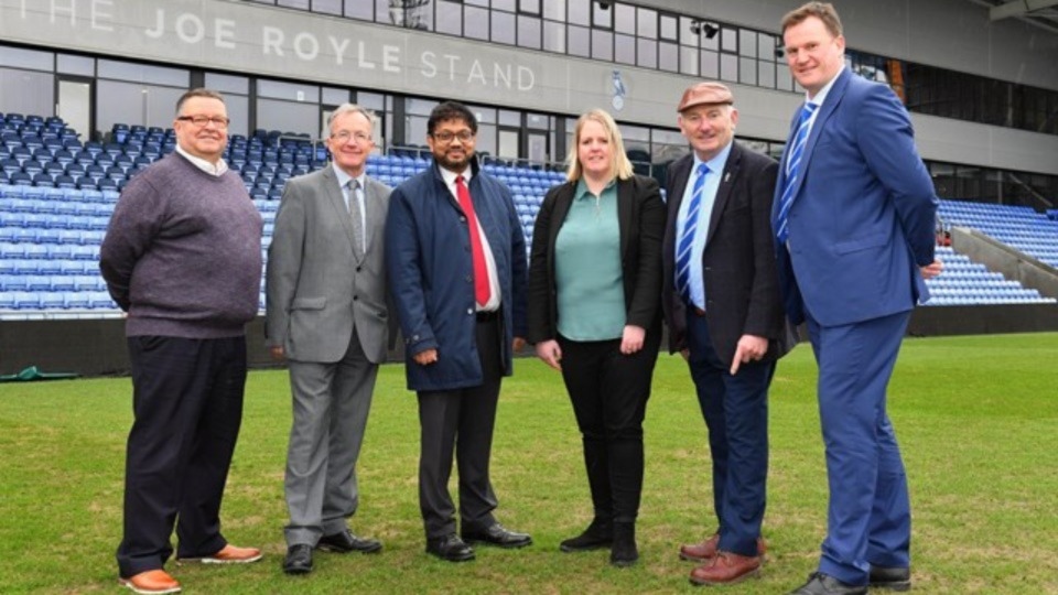 Pictured at Boundary Park today are (left to right): Roughyeds chairman Chris Hamilton, Council Chief Executive Harry Catherall, Councillor Abdul Jabbar, Council Leader Amanda Chadderton, Latics chairman Frank Rothwell and Latics CEO Darren Royle