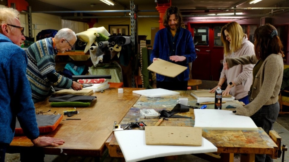 A group of eight learners started on a Basic Upholstery Workshop - the first of Emmaus Mossley’s four-week reuse workshops