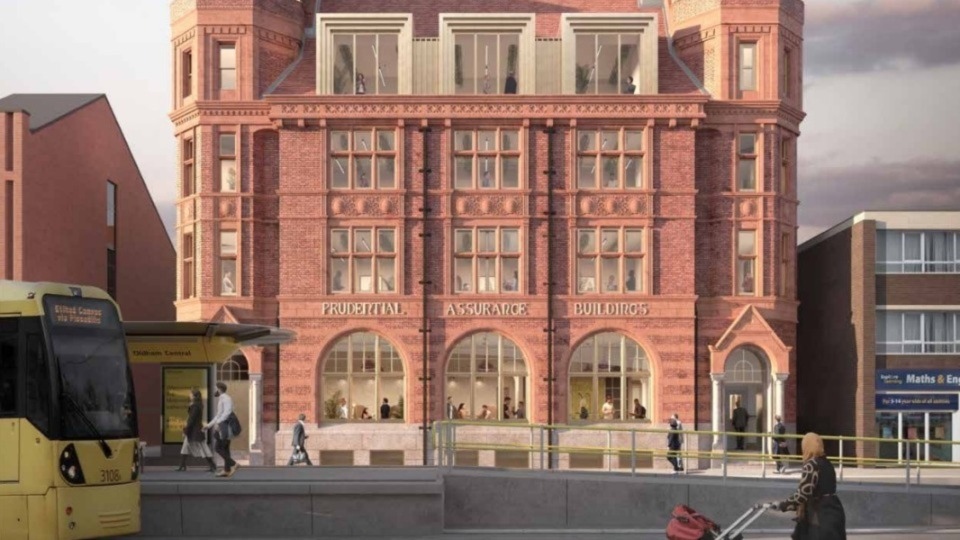 How the Prudential Building in Oldham town centre would look following the plans to transform it into a co-working, office and event space
