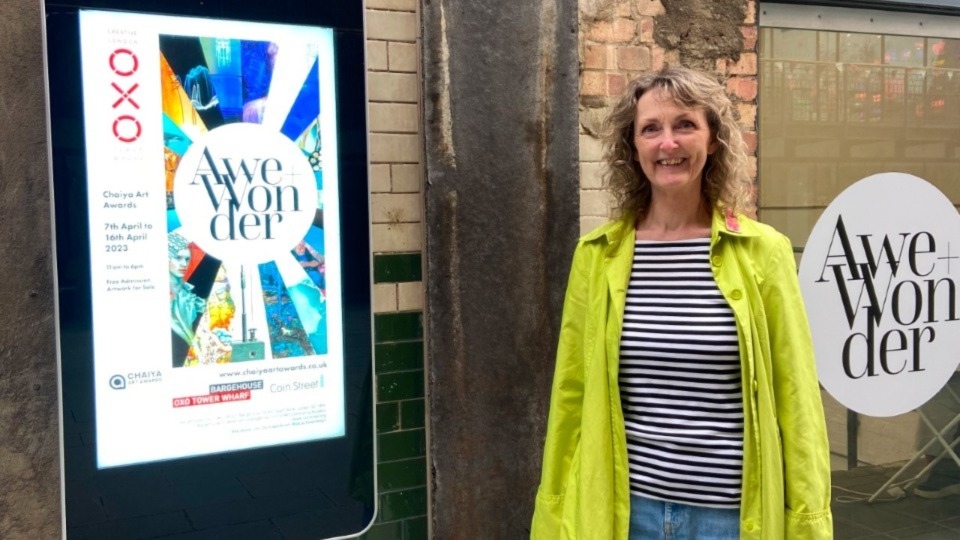 Saddleworth artist Jill Woods pictured at the OXO Gallery and Bargehouse on London’s South Bank