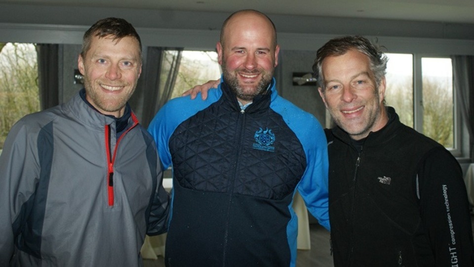 Pro am winners Ian Ridgway and Neil McGuinness are pictured with sponsor Andy Earlam