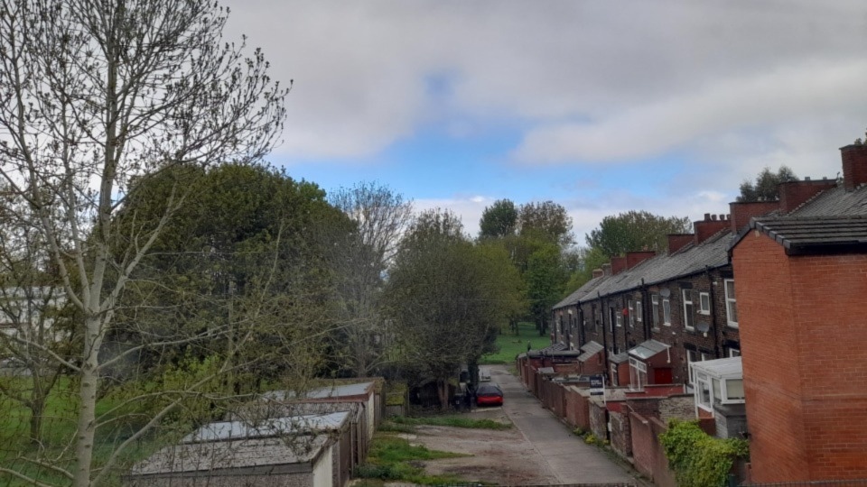 The sun was trying to come out at the rear of the Chronicle office on Oldham Edge this lunchtime (Friday)