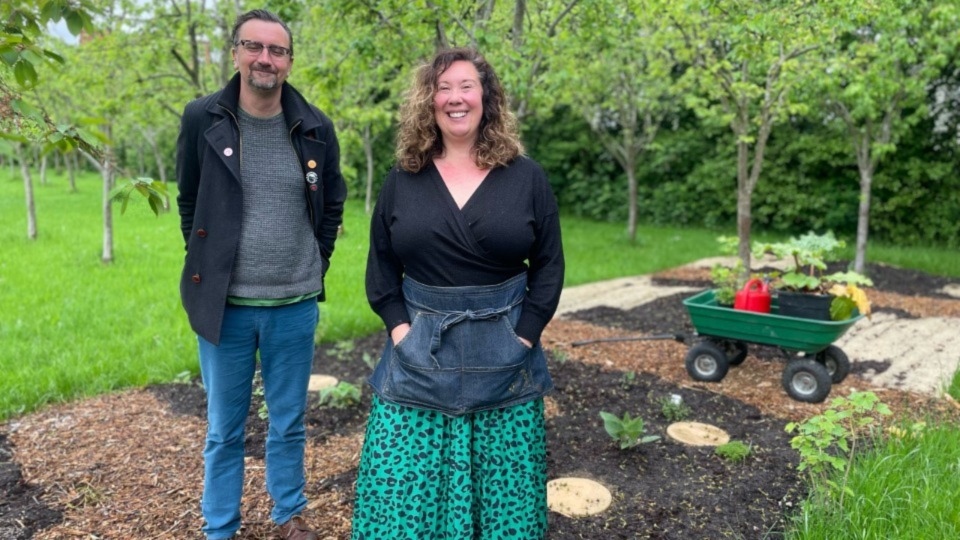 FCHO's Kevin Field with Northern Lily's Victoria Holden at the GROWE Project in Failsworth FCHO's Kevin Field with Northern Lily's Victoria Holden at the GROWE Project in Failsworth