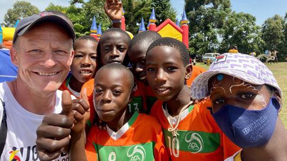 Steve Hill is pictured during a previous adventure in Uganda