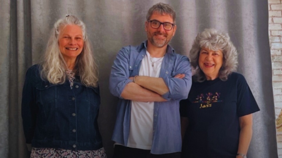 Matt Dean is pictured (centre) with podcast guests Geli Berg and Carol James Matt Dean is pictured (centre) with podcast guests Geli Berg and Carol James