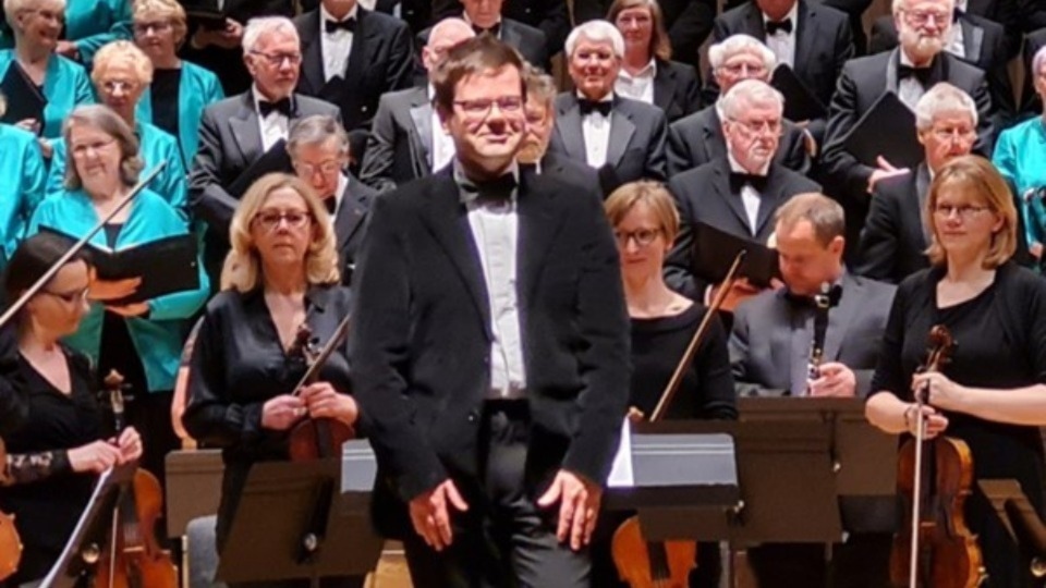 Dr David Cane’s first concert with the Oldham choir was at the end of April, in the Stoller Hall in Manchester