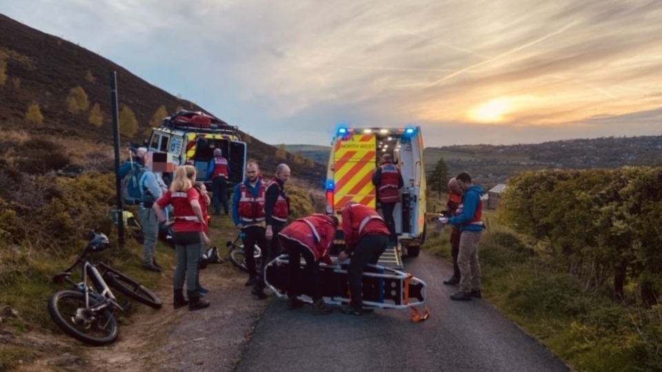 Arriving on Intake Lane at the same time as the ambulance, the rescue team were met by the biker's friend and taken to the casualty site by him Arriving on Intake Lane at the same time as the ambulance, the rescue team were met by the biker's friend and taken to the casualty site by him