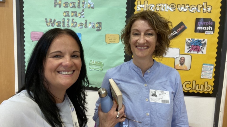 Jessica Hainsworth, Director of Education for The Harmony Trust and co-founder of the ‘Read, Achieve, Succeed’ strategy, pictured with author Emma Carroll at Northmoor Academy