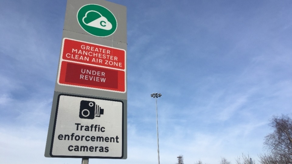 A Clean Air Zone sign in Hollinwood