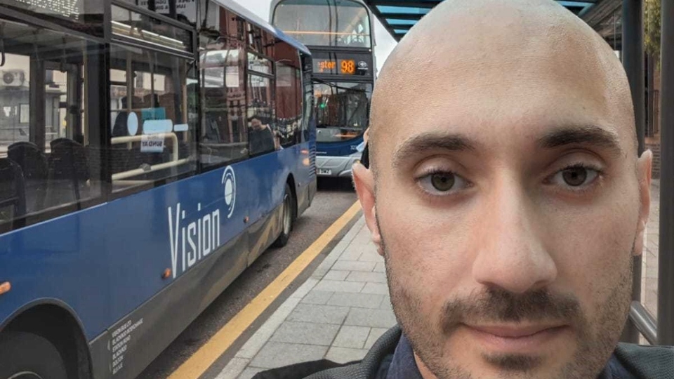 Local Democracy Reporter Joseph Timan waiting for a bus in Prestwich Local Democracy Reporter Joseph Timan waiting for a bus in Prestwich