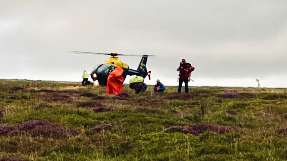 A scene from yesterday's rescue drama at Middle Edge Moss