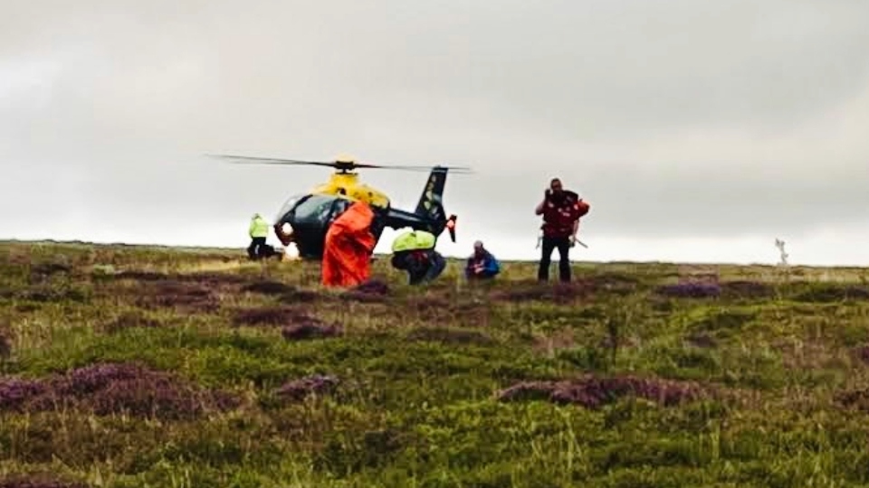 A scene from yesterday's rescue drama at Middle Edge Moss A scene from yesterday's rescue drama at Middle Edge Moss
