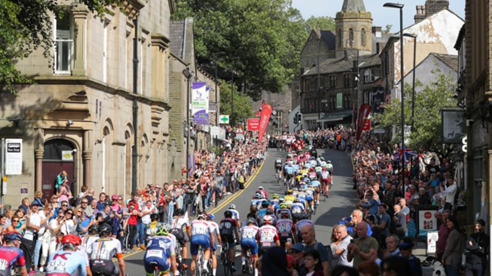 An Uppermill scene during the 2019 Tour of Britain race