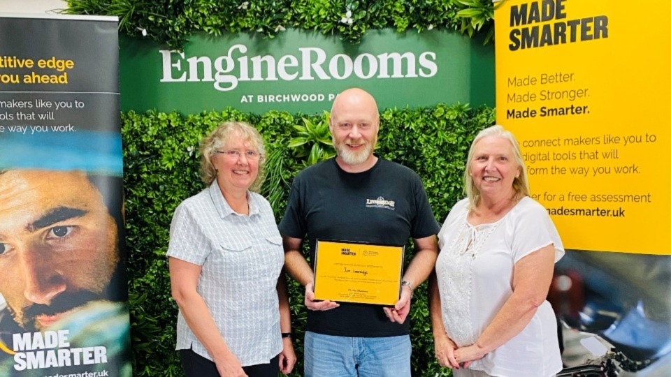 Pictured are Donna Edwards (Made Smarter), Ian Liversidge (Liversidge Windows) and Ann Mulhaney (MMU)