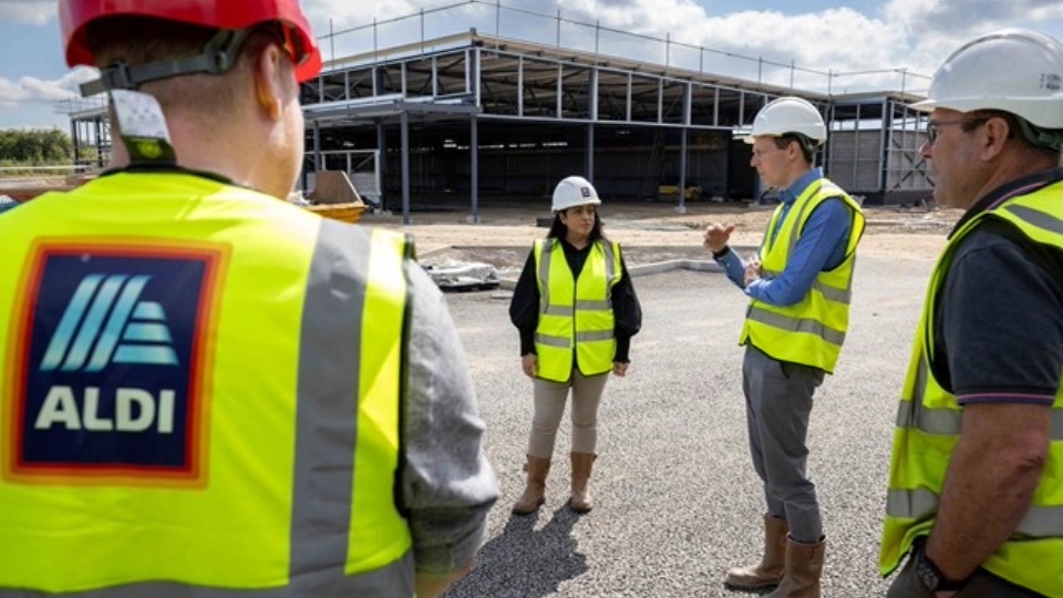 Oldham Council leader Cllr Arooj Shah is shown around the Aldi store site Oldham Council leader Cllr Arooj Shah is shown around the Aldi store site