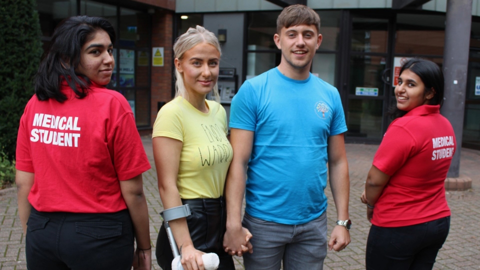 Pictured (left to right) are: Salsha Sampat (Year Two Medical student), Courtney Ormrod (Ambassador, Endometriosis Awareness North), Patrick Mannings (Volunteer, Endometriosis Awareness North) and Aapyanyani Reddy (Year Two medical student)