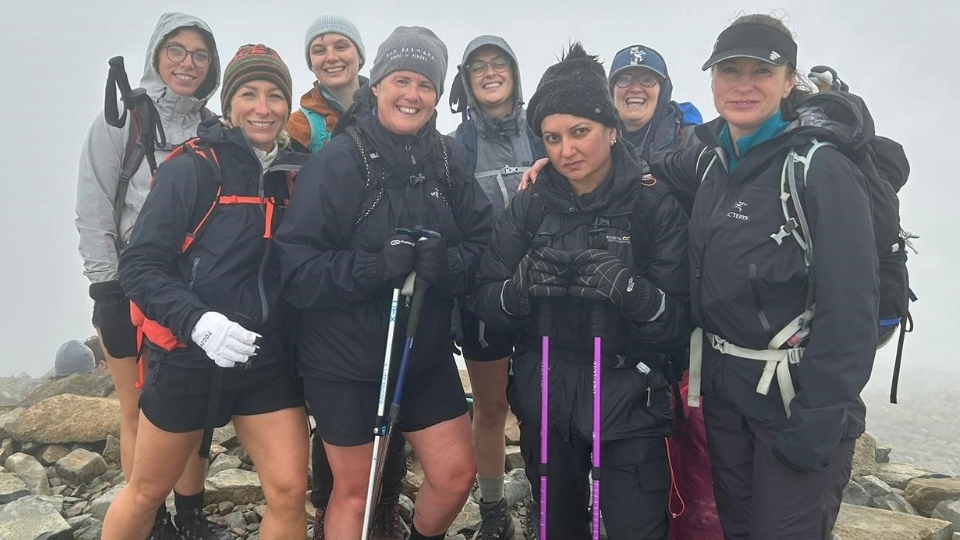 Helen and her group at the Scafell Pike summit