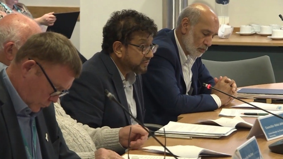 Councillor Abdul Jabbar (centre), Oldham council cabinet member for Finance