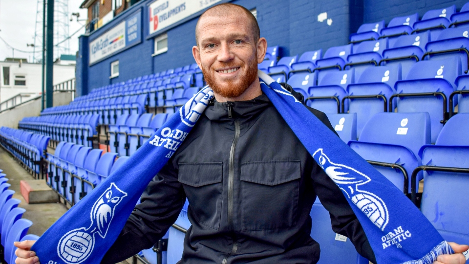 New Latics striker Joe Garner. Image courtesy of OAFC