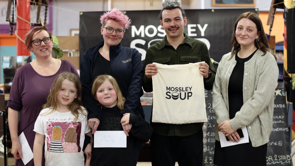Mossley SOUP 16 presenters Rachel, Lauren, Marlon and Sarah Mossley SOUP 16 presenters Rachel, Lauren, Marlon and Sarah