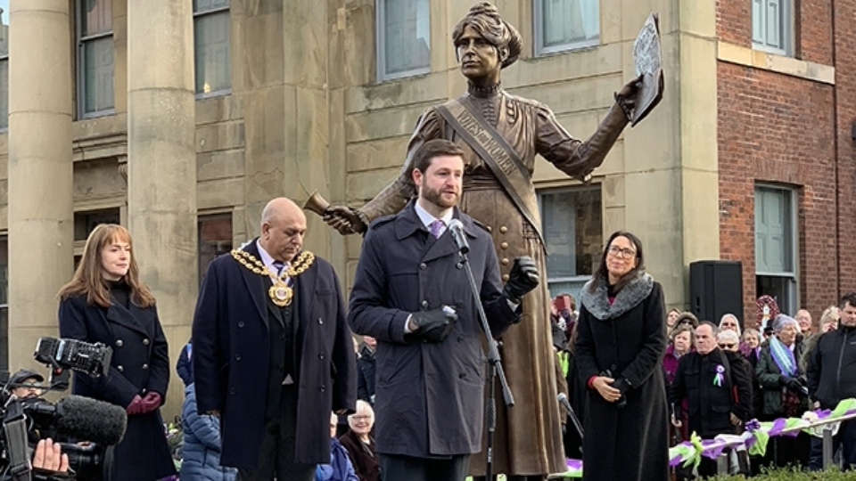 Flashback to 2018: It's the day sculptor Denise Dutton, MPs Jim McMahon and Debbie Abrahams, and then Mayor of Oldham, Councillor Javid Iqbal, were among the dignitaries at Oldham suffragette Annie Kenney's statue unveiling in Oldham town centre