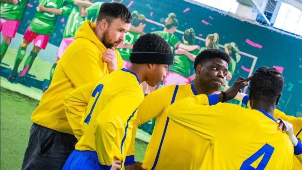 Young footballers in the Mahdlo soccer zone